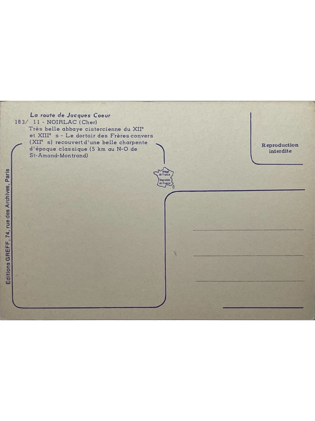 Verso de la carte postale