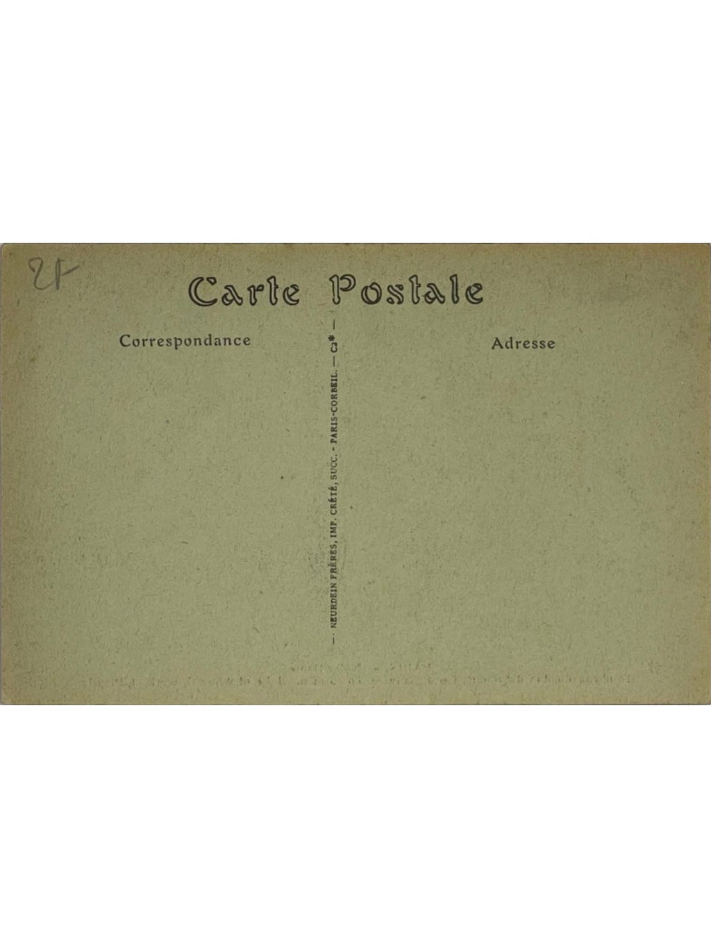 Verso de la carte postale