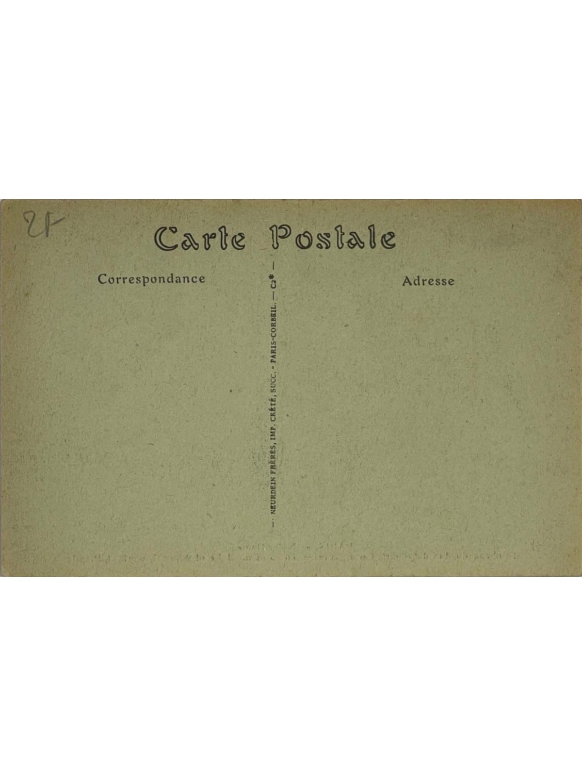 Verso de la carte postale