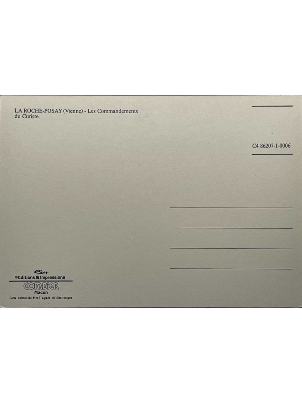 Verso de la carte postale