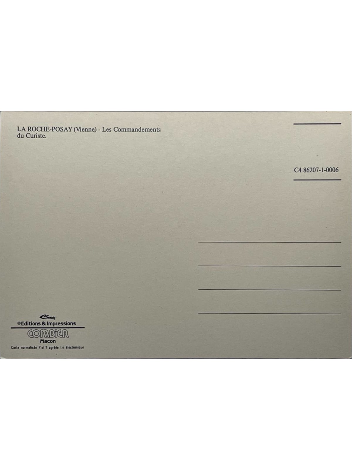Verso de la carte postale