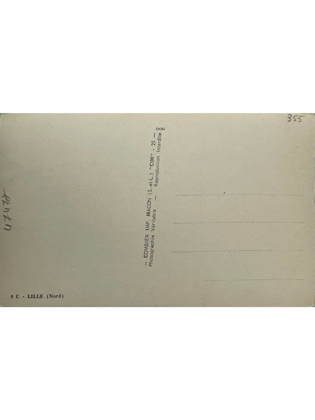 Verso de la carte postale