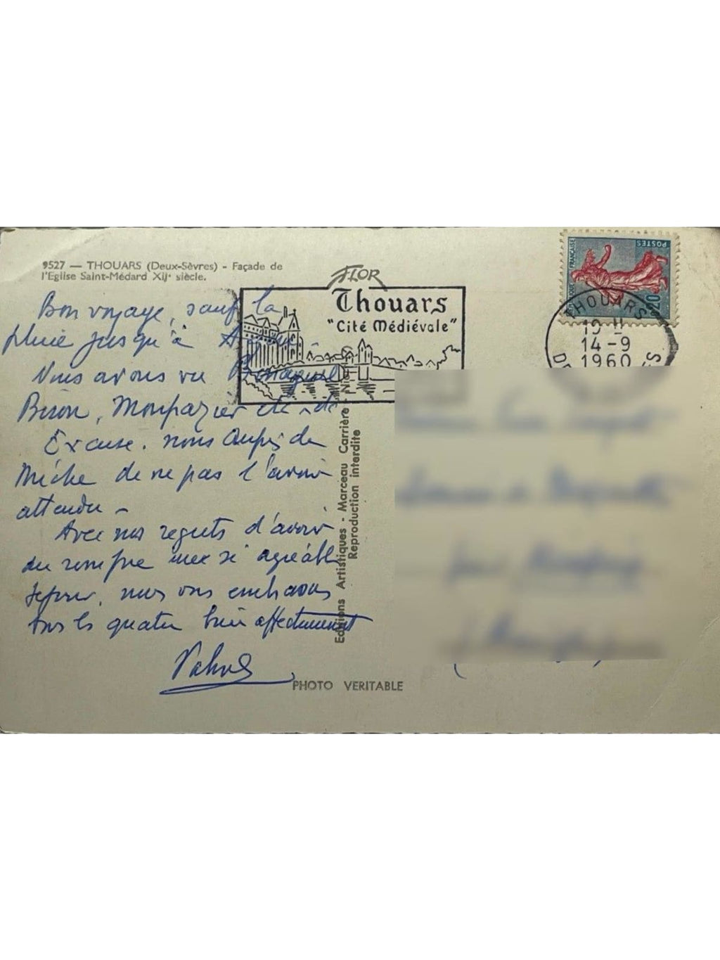 Verso de la carte postale
