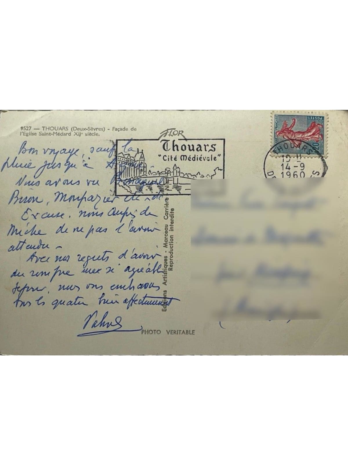 Verso de la carte postale