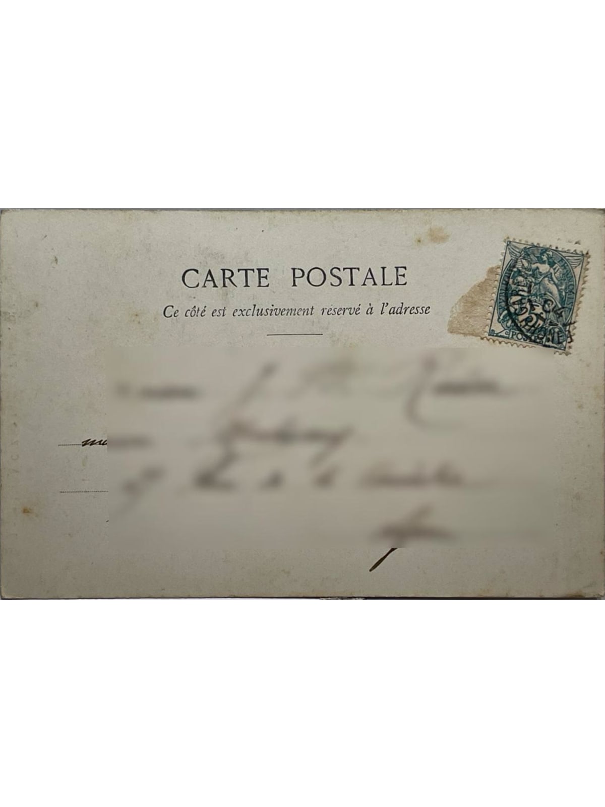 Verso de la carte postale