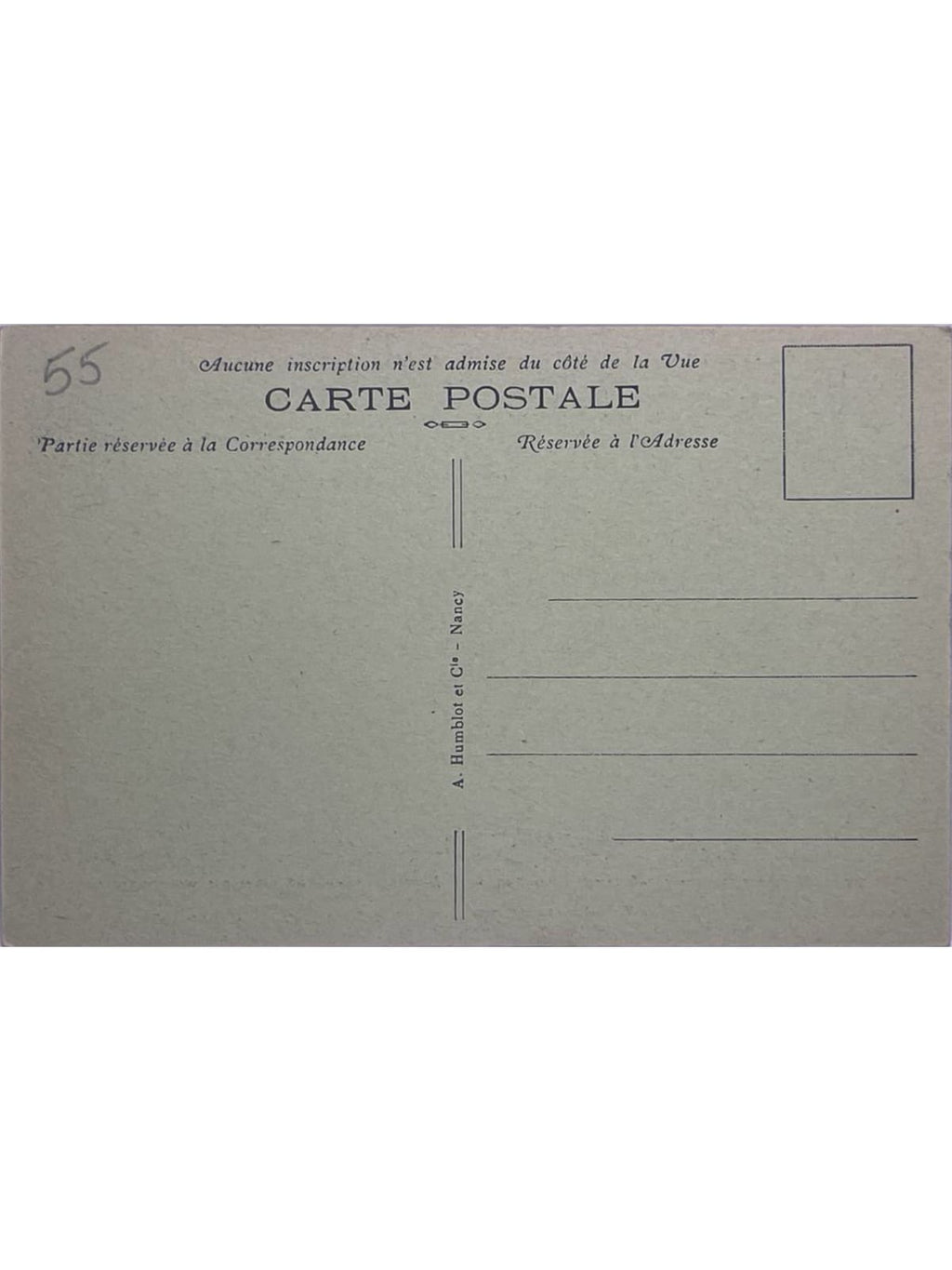 Verso de la carte postale