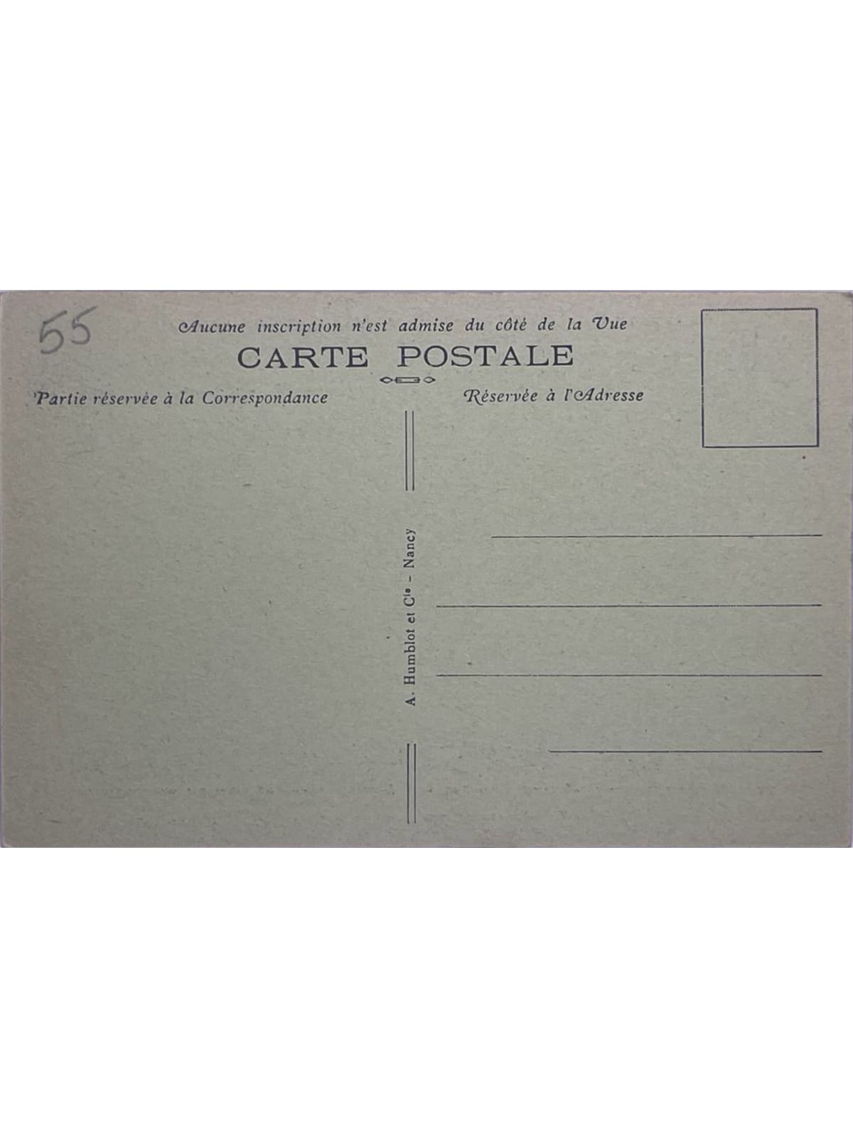 Verso de la carte postale