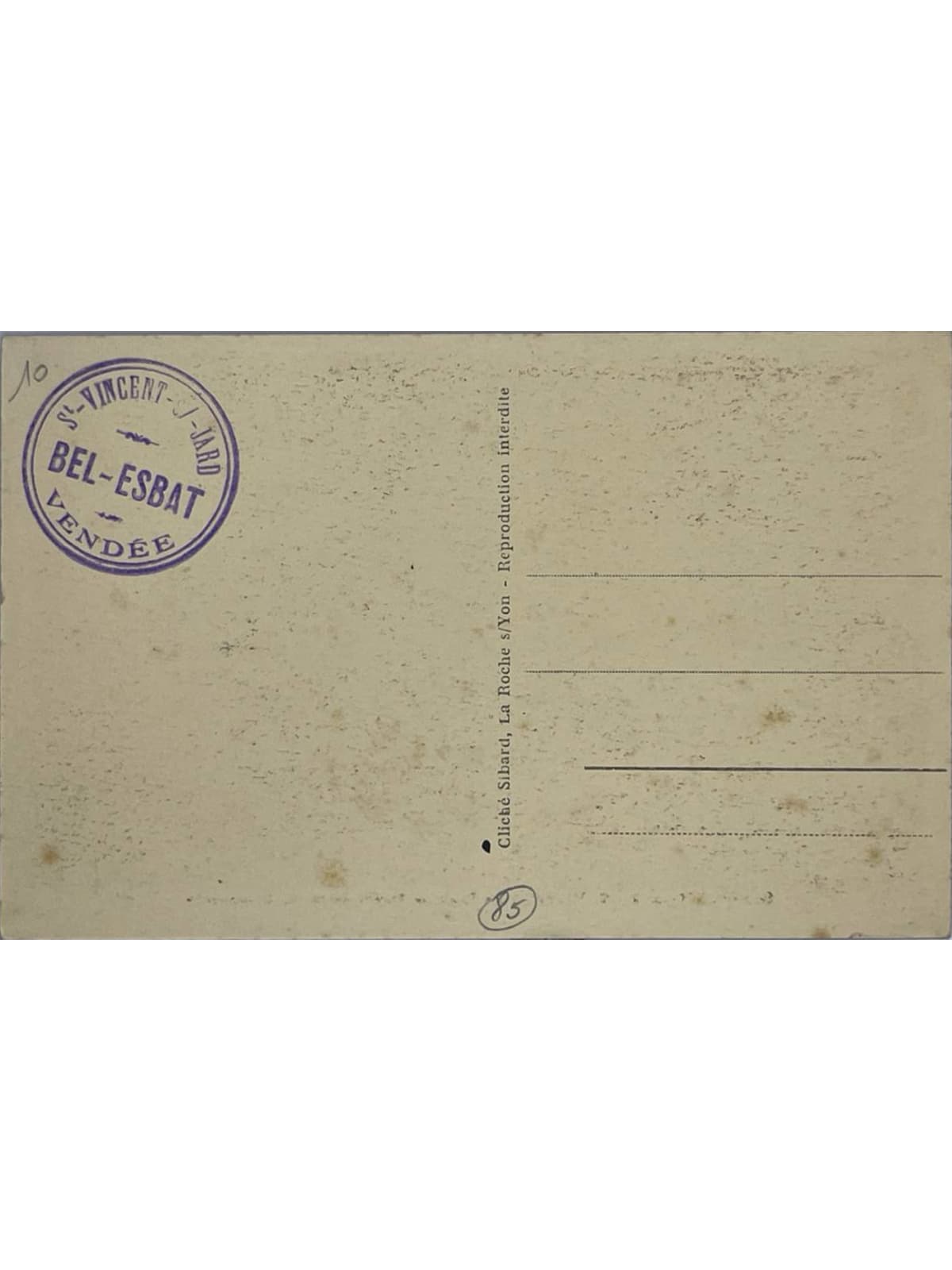 Verso de la carte postale