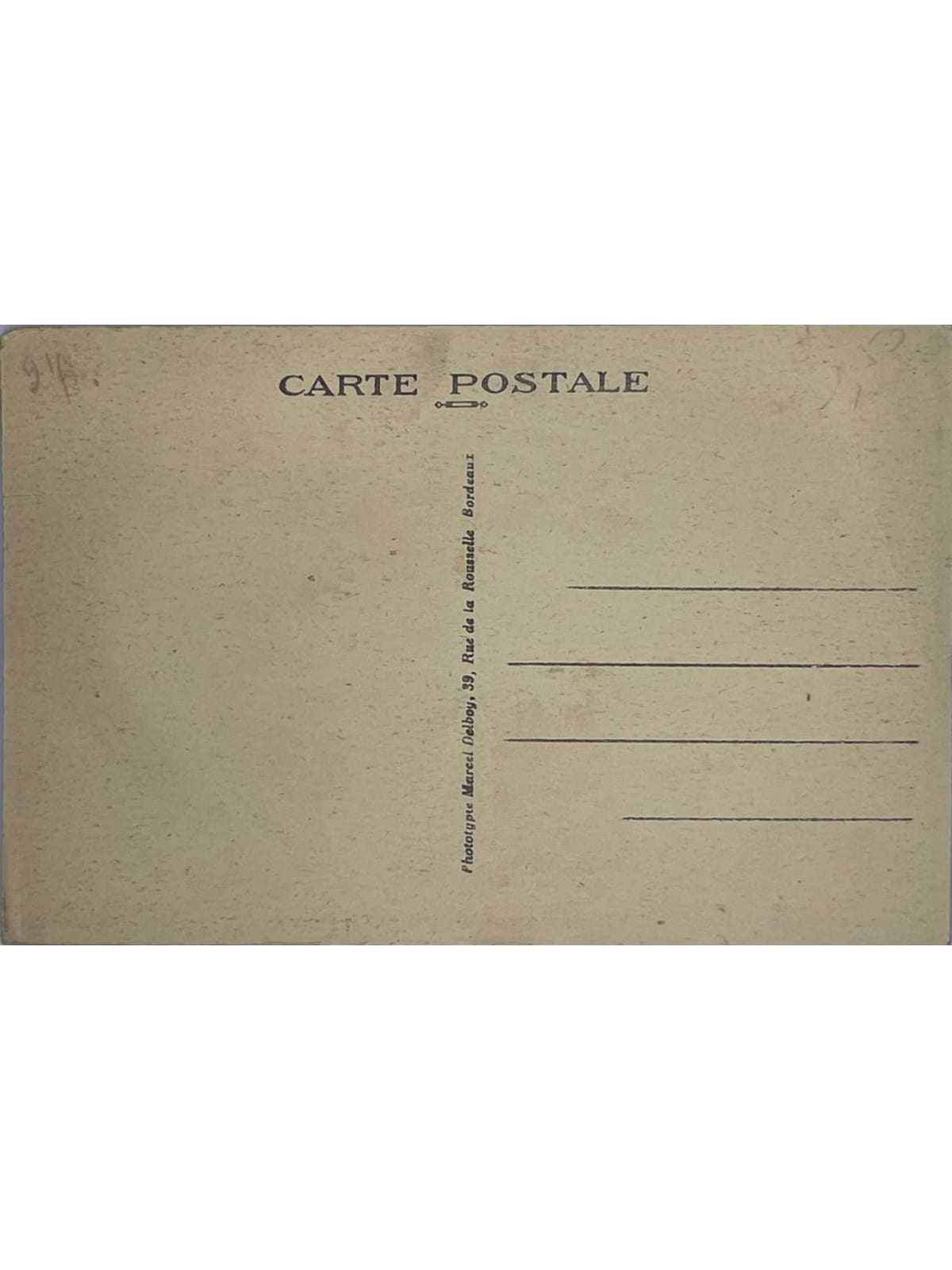 Verso de la carte postale