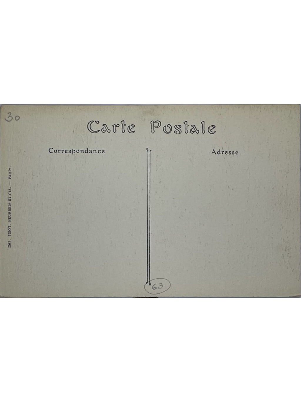 Verso de la carte postale