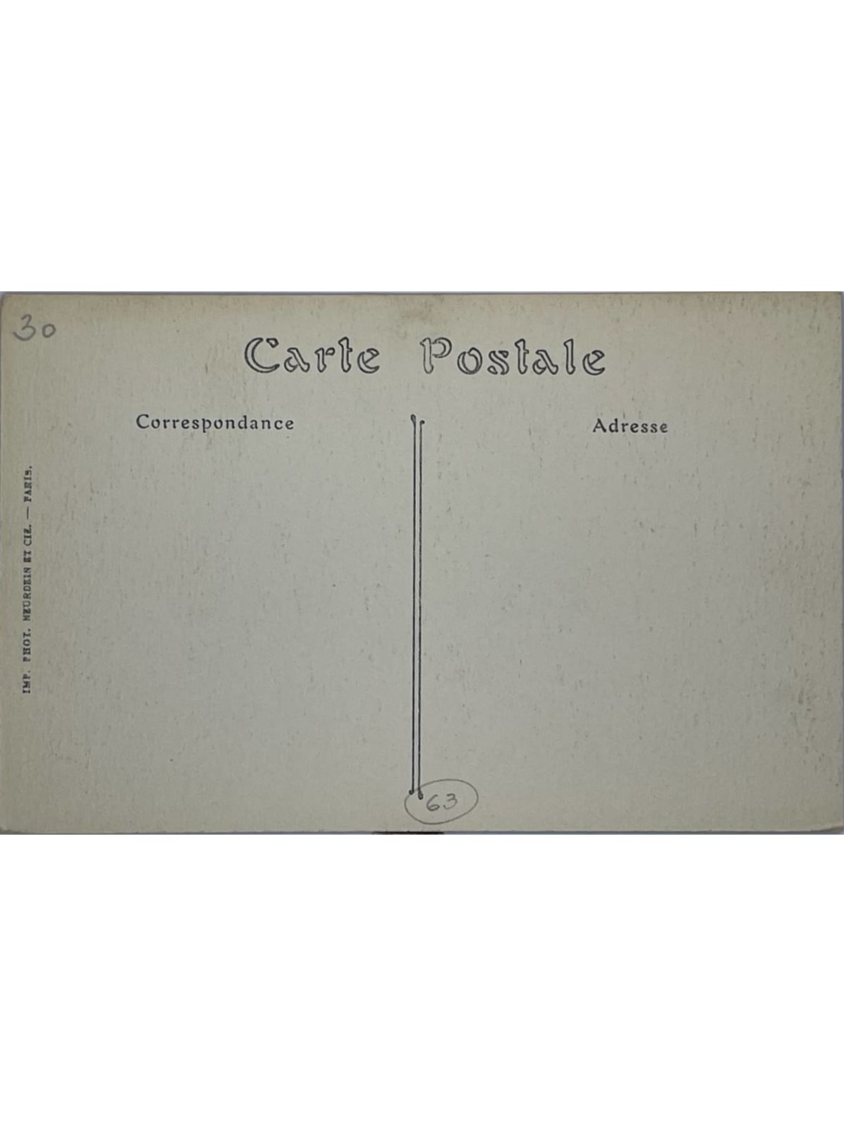 Verso de la carte postale