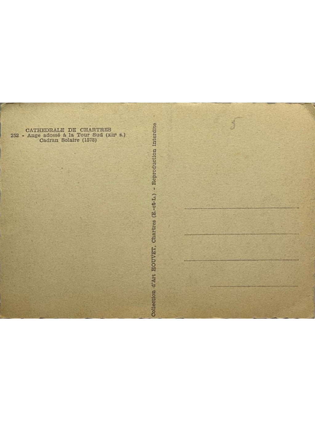Verso de la carte postale