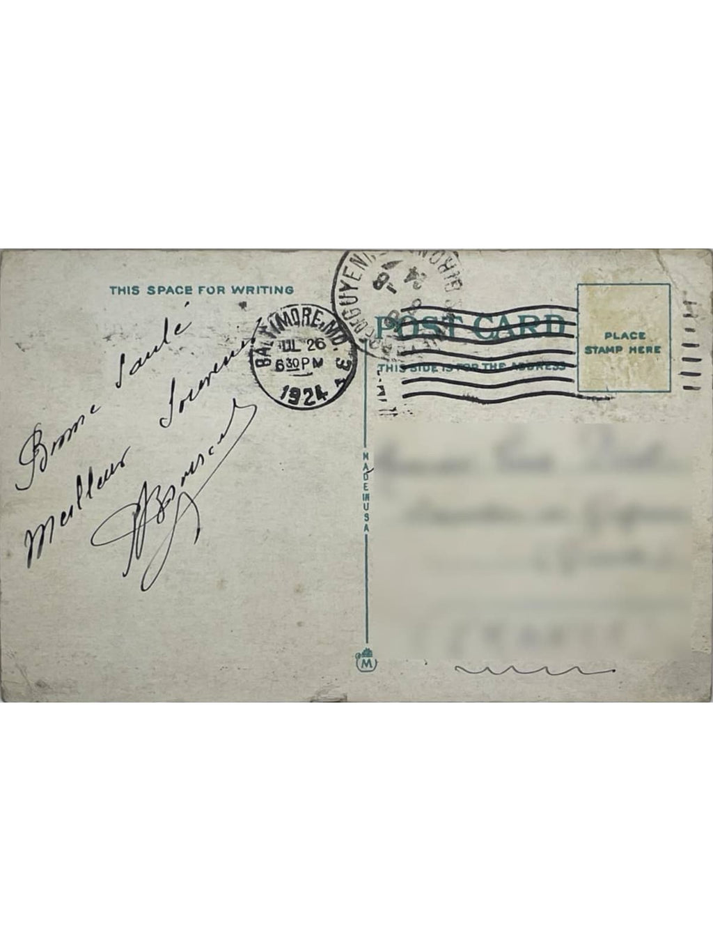 Verso de la carte postale