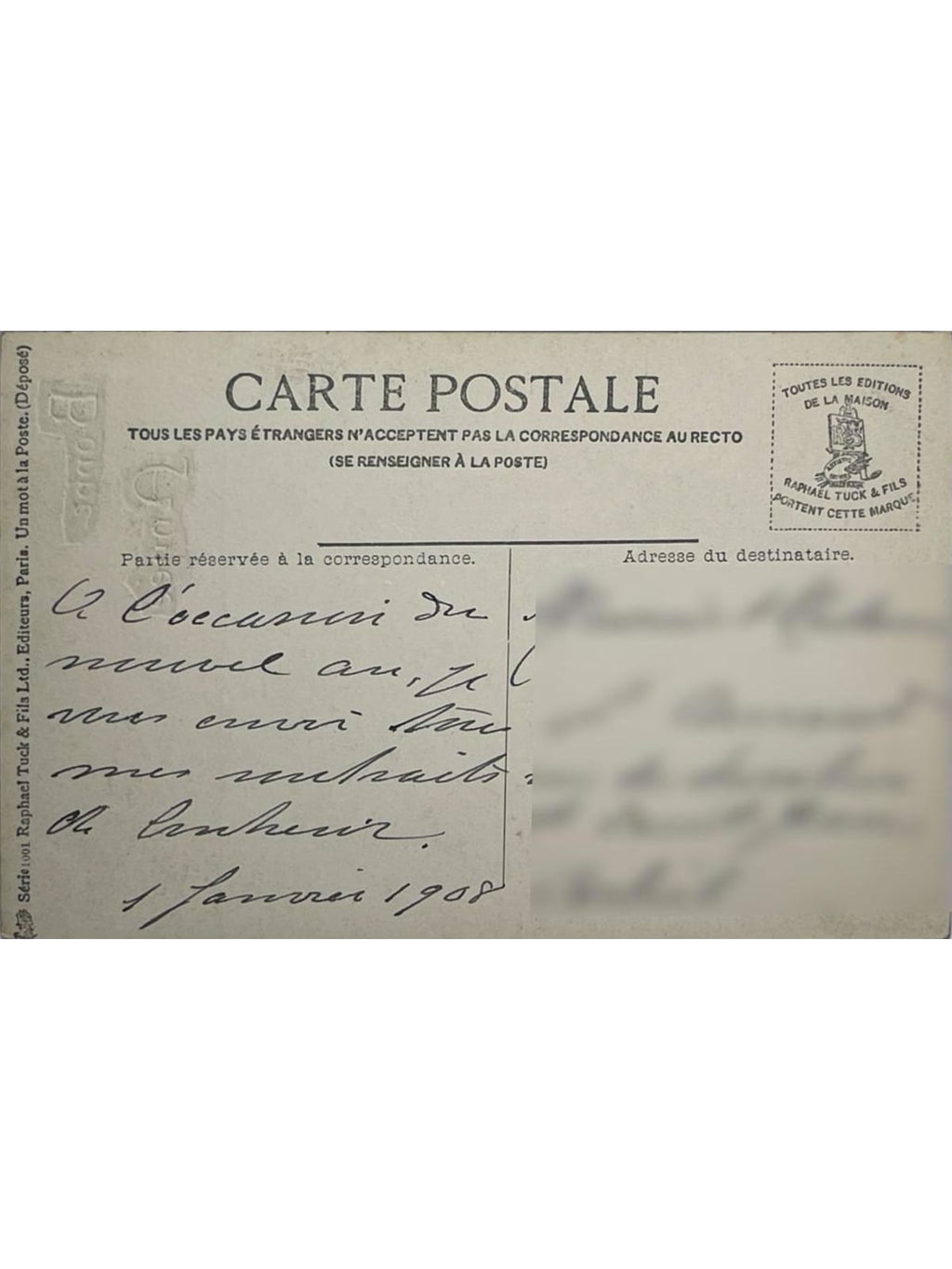 Verso de la carte postale