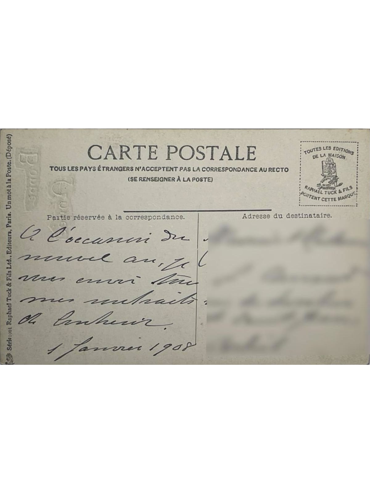 Verso de la carte postale