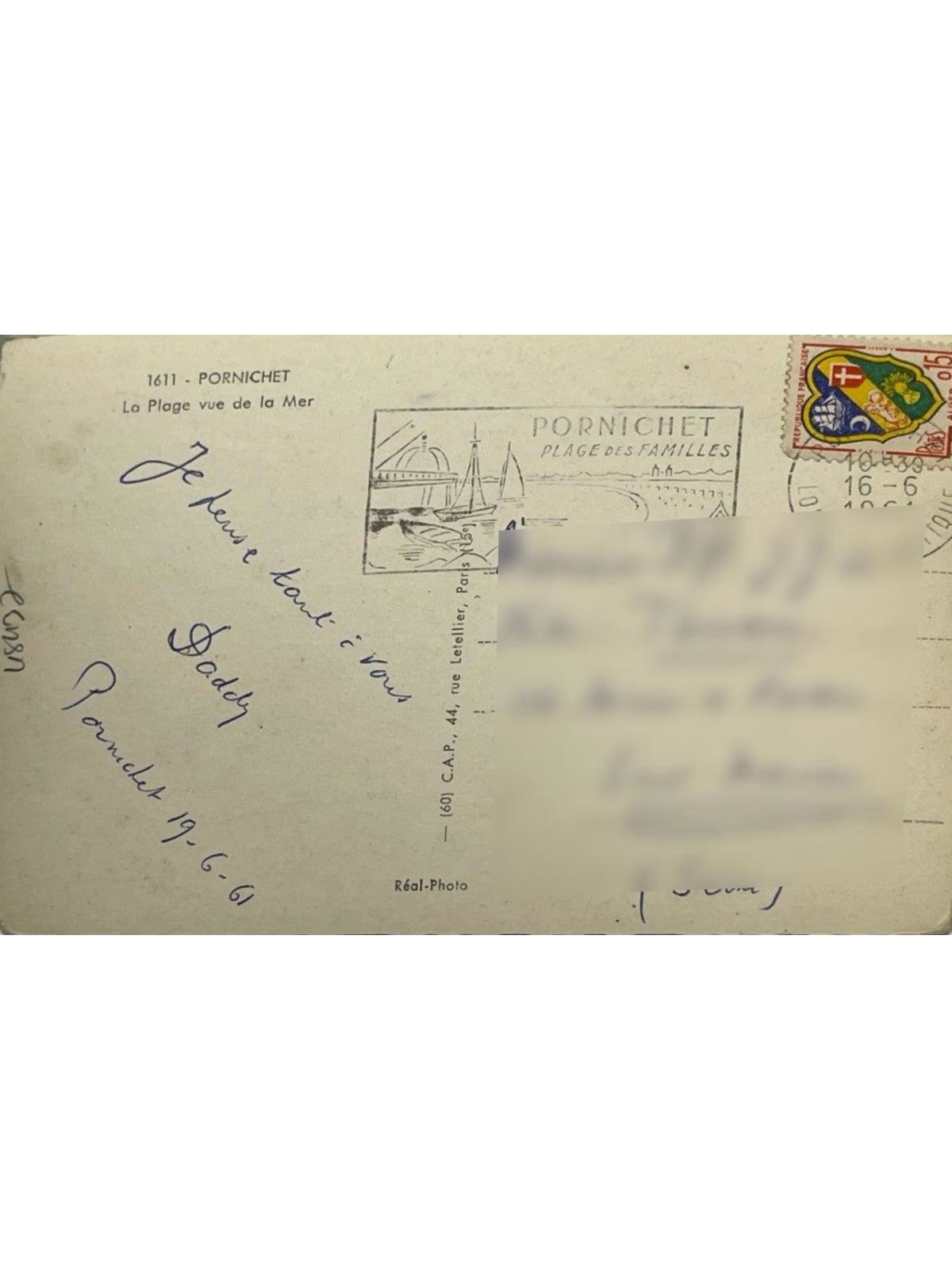 Verso de la carte postale