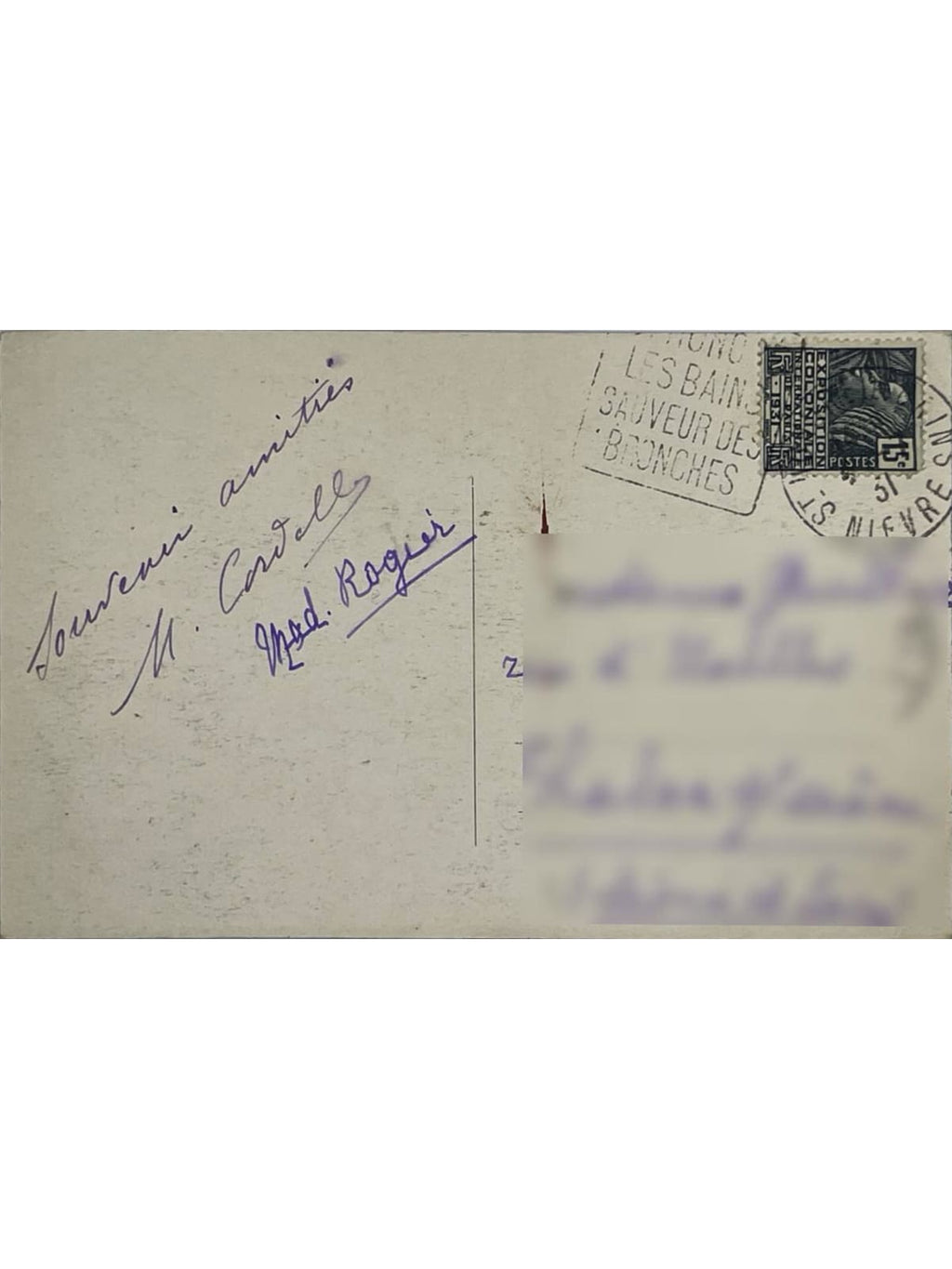 Verso de la carte postale