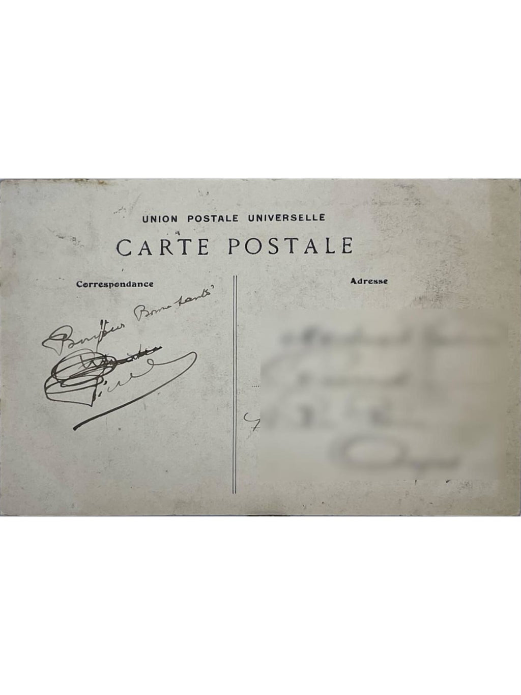 Verso de la carte postale