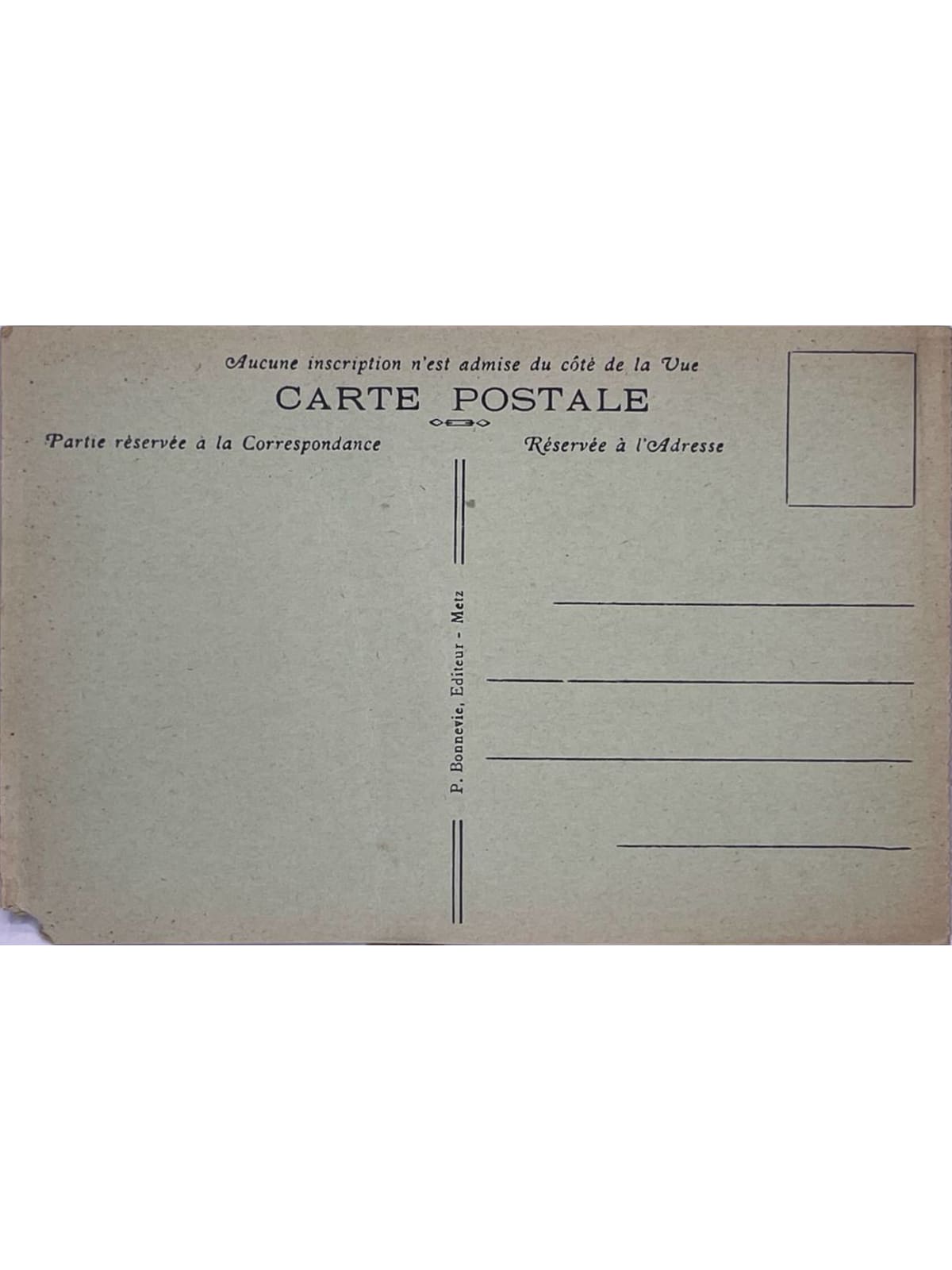 Verso de la carte postale