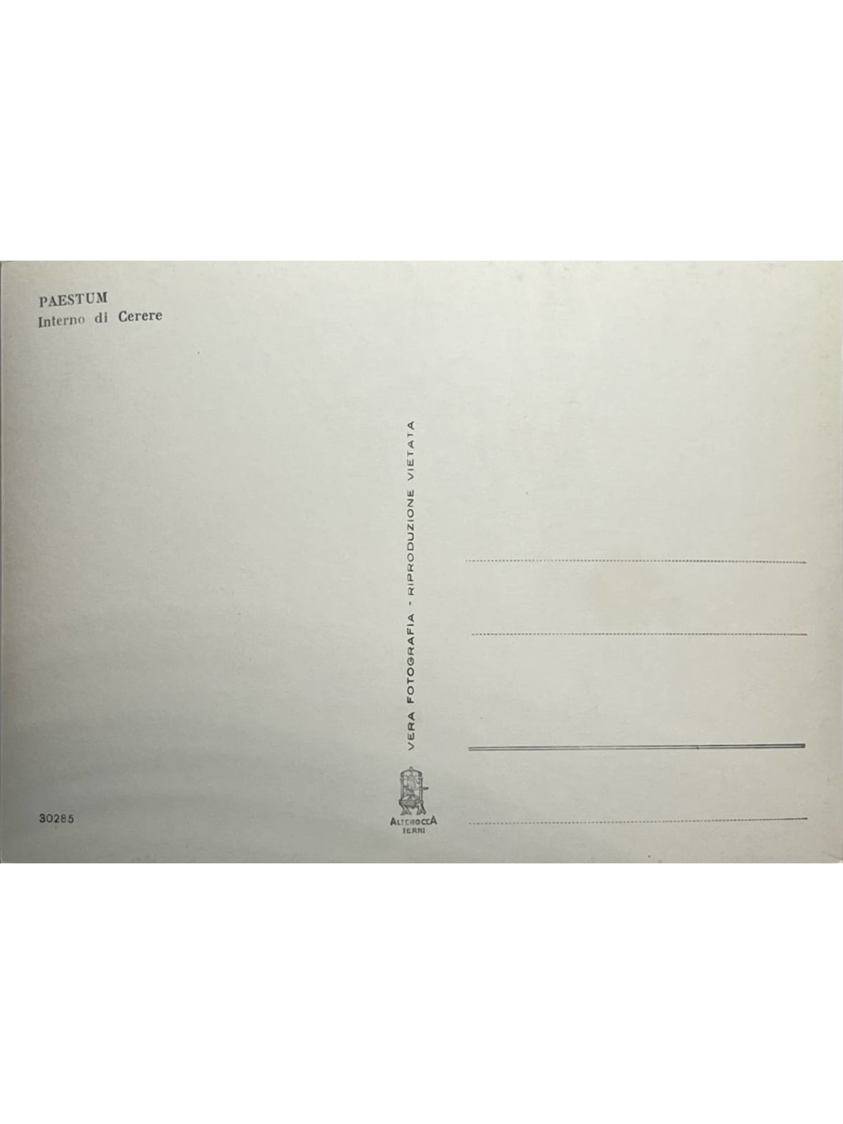 Verso de la carte postale