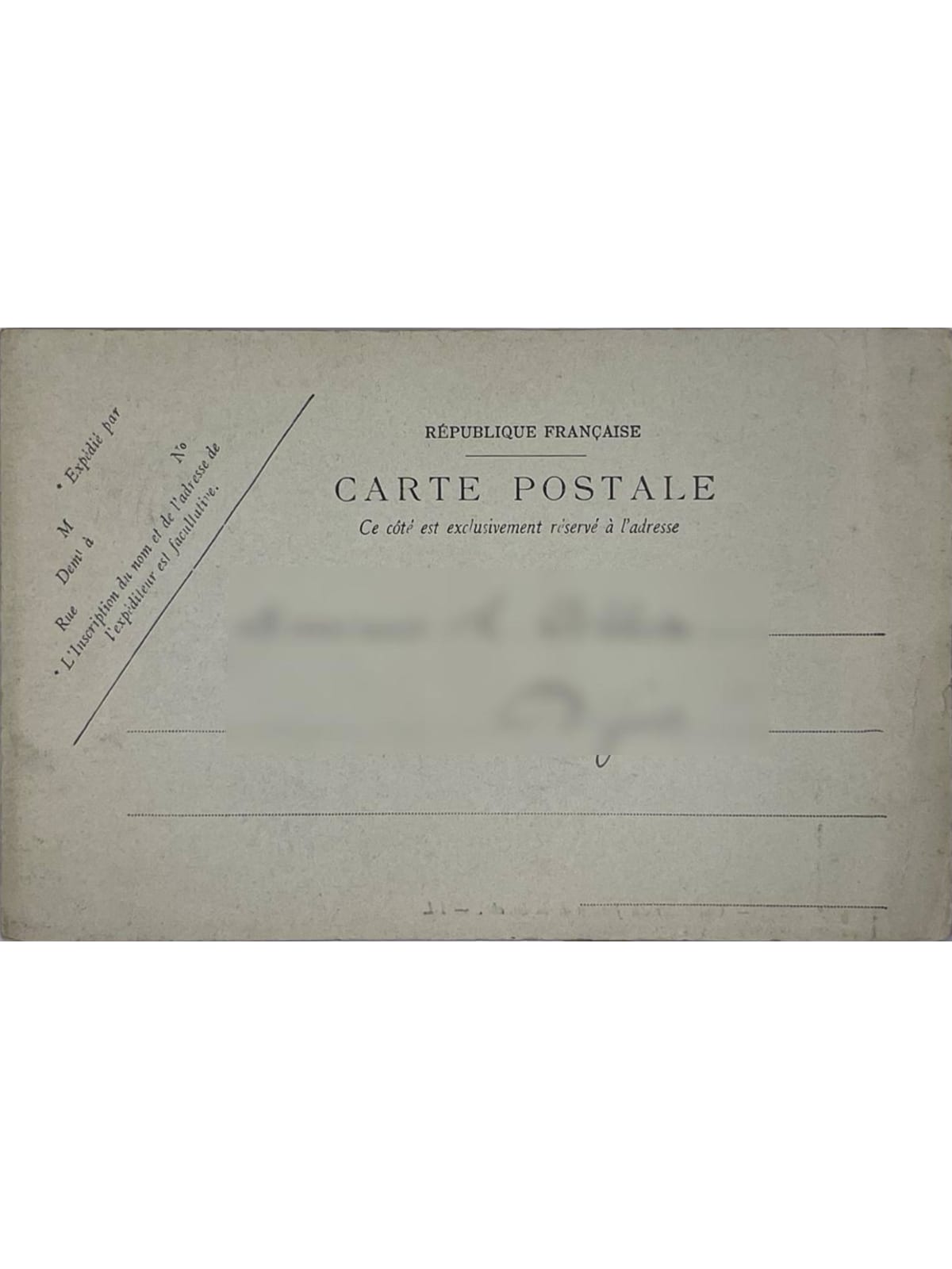 Verso de la carte postale