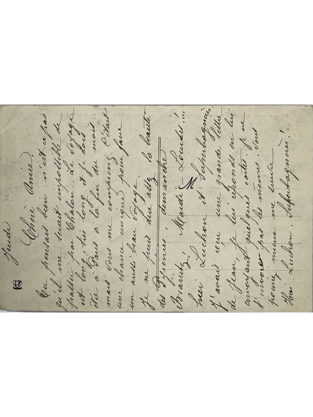 Verso de la carte postale