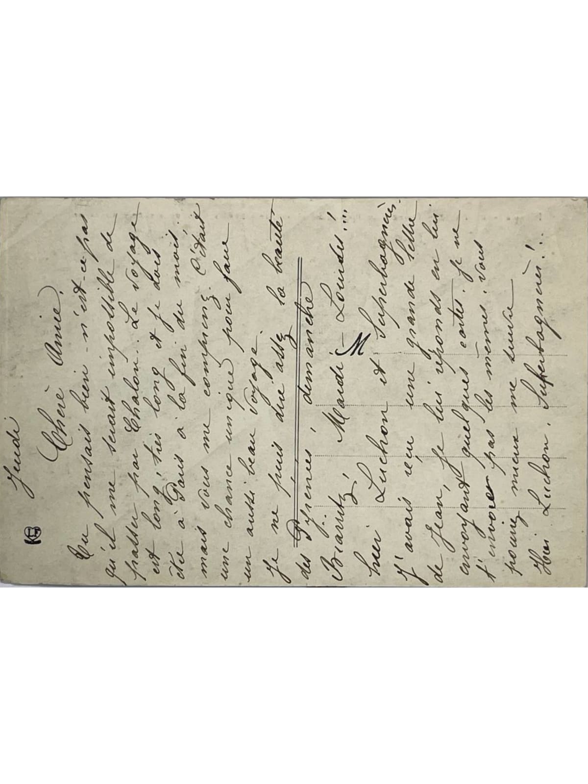 Verso de la carte postale