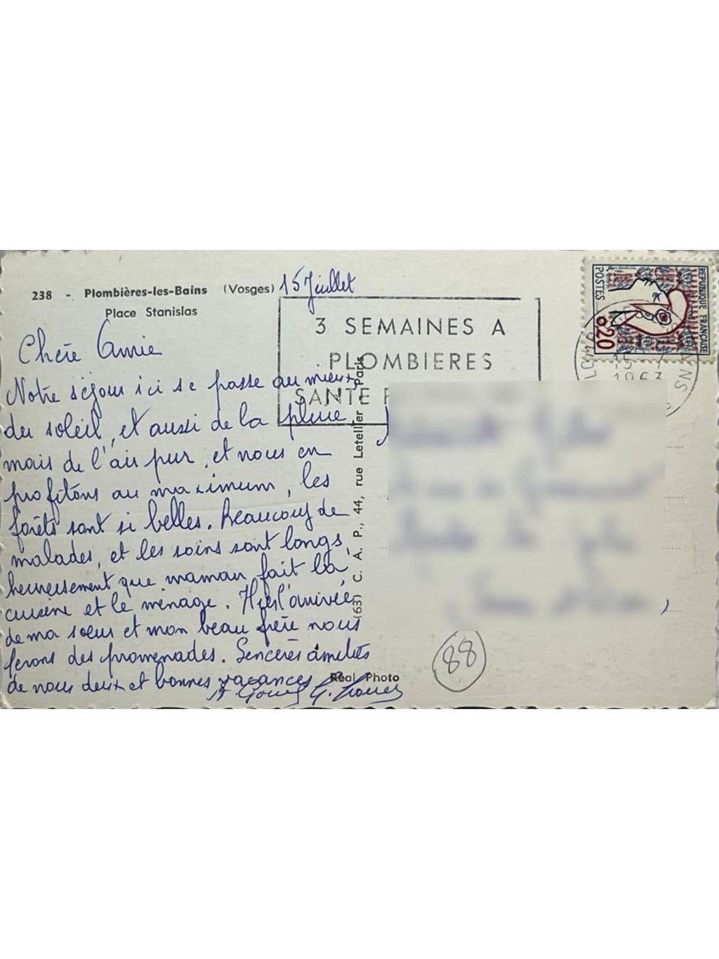 Verso de la carte postale