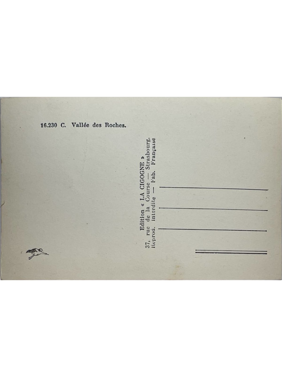 Verso de la carte postale