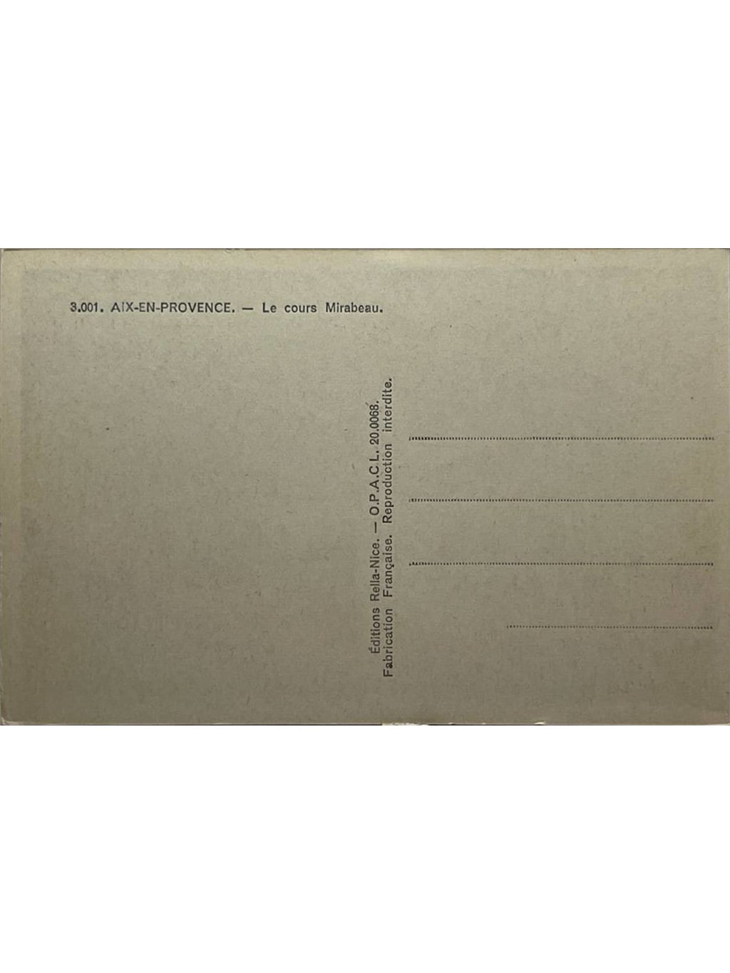 Verso de la carte postale