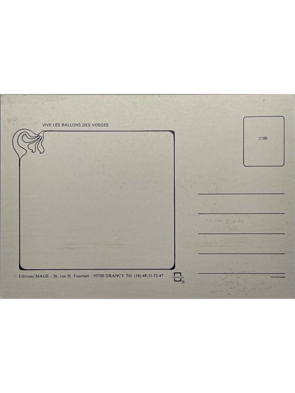 Verso de la carte postale