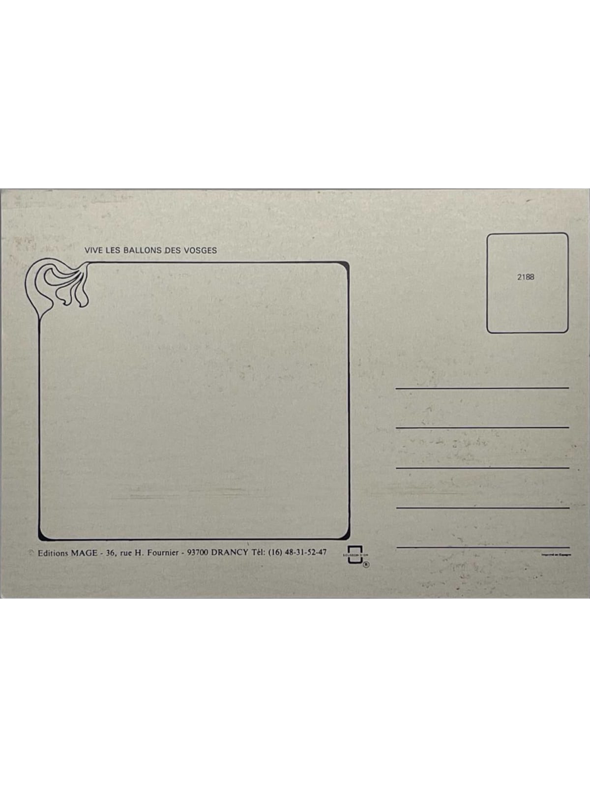 Verso de la carte postale