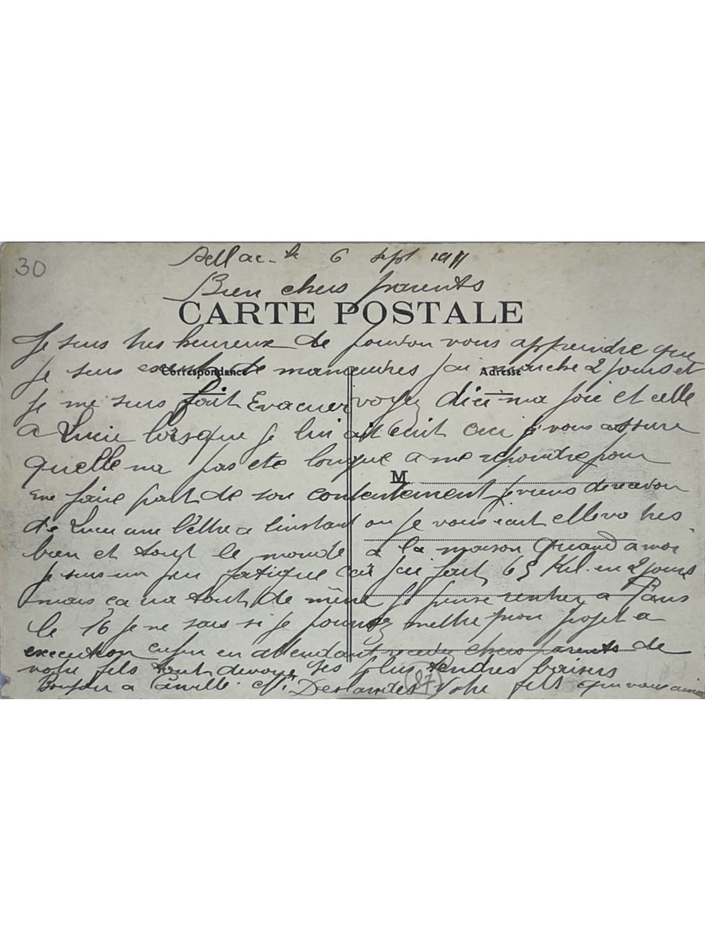 Verso de la carte postale