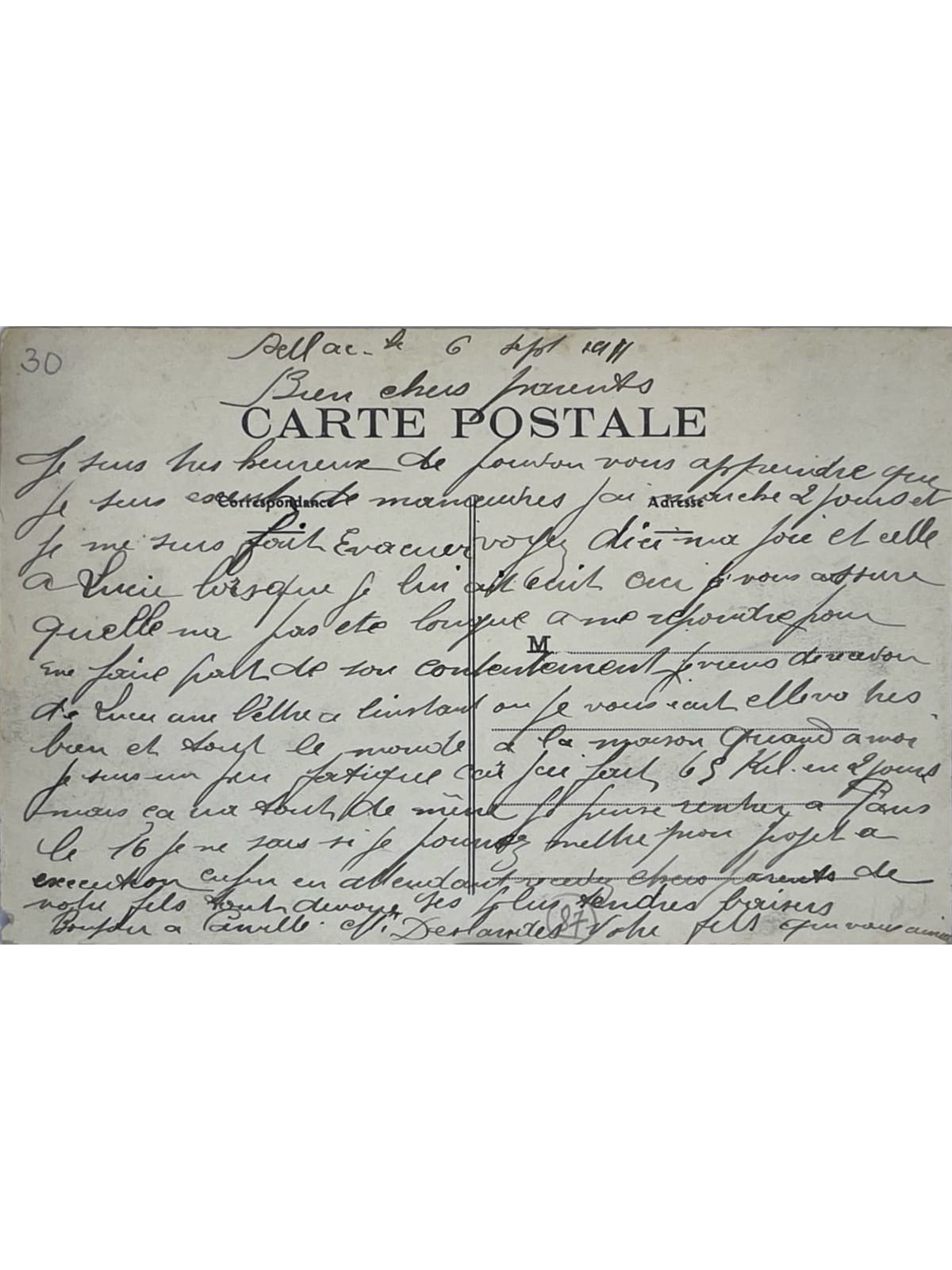 Verso de la carte postale