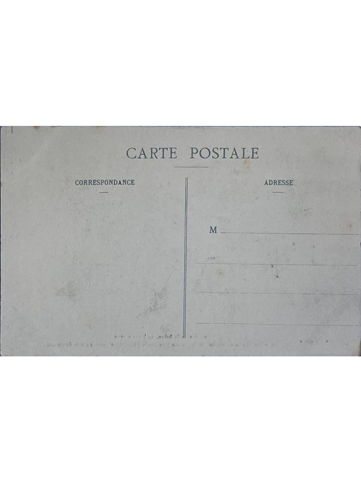 Verso de la carte postale