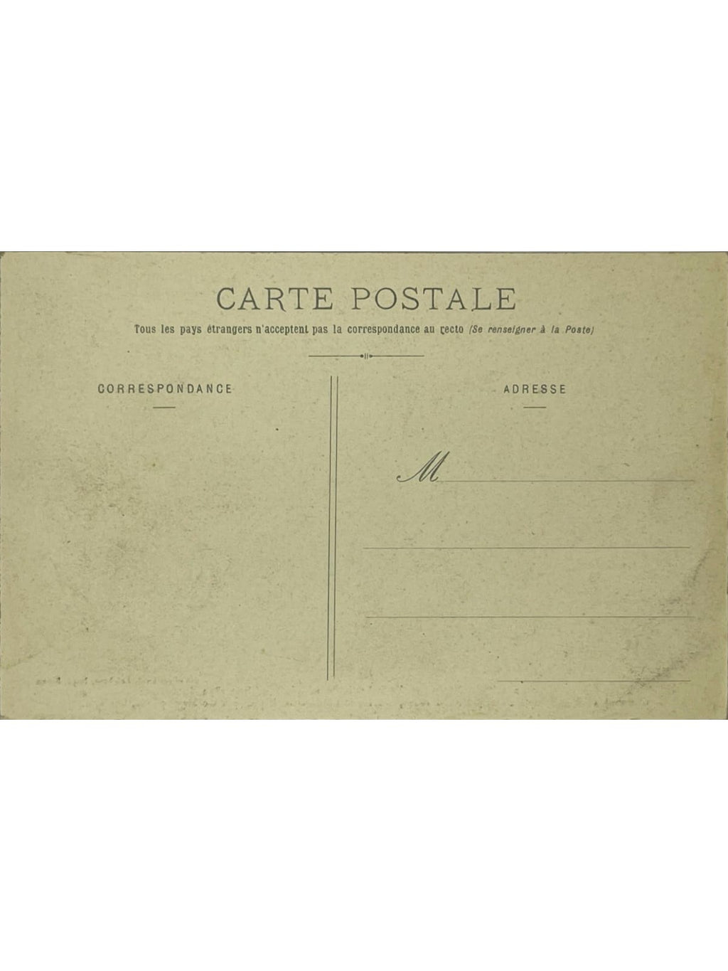 Verso de la carte postale