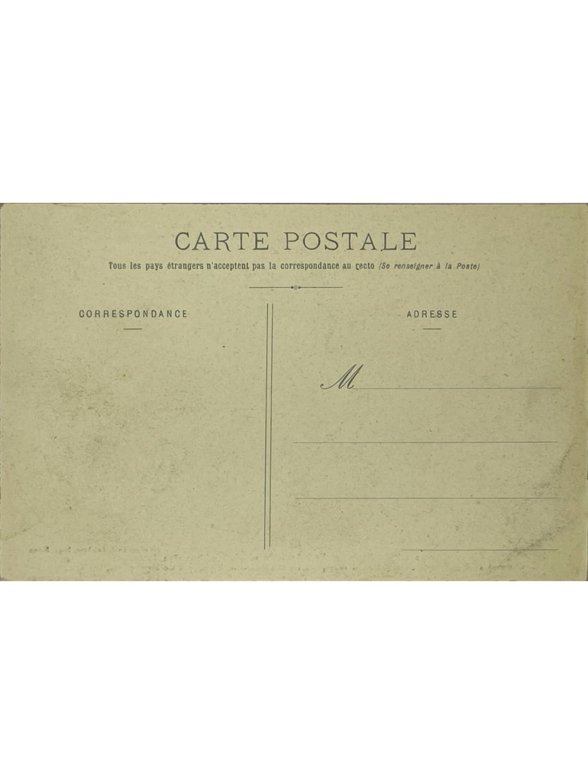 Verso de la carte postale