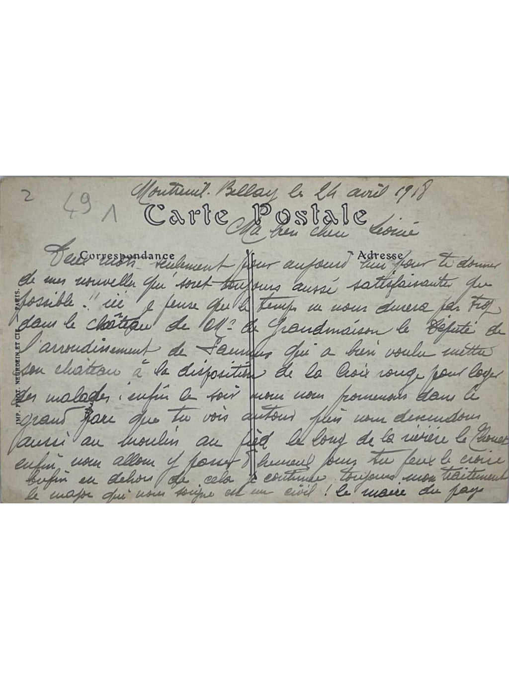 Verso de la carte postale