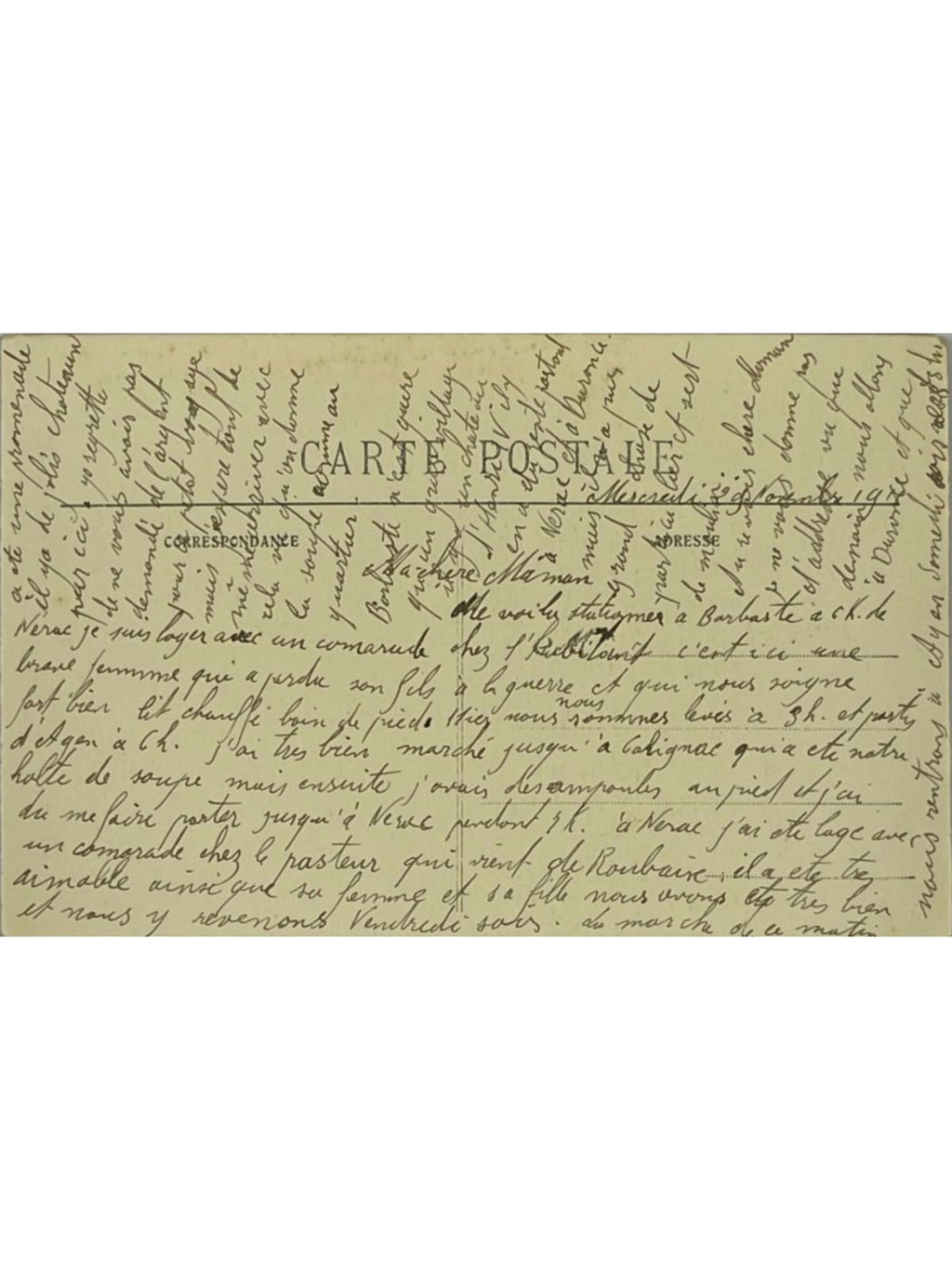 Verso de la carte postale