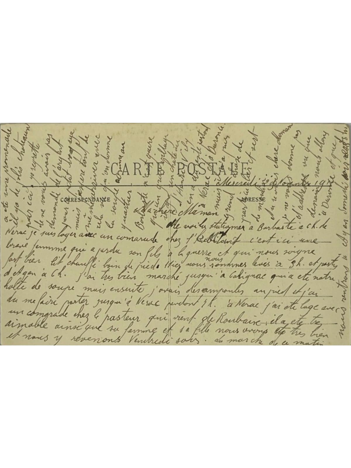 Verso de la carte postale