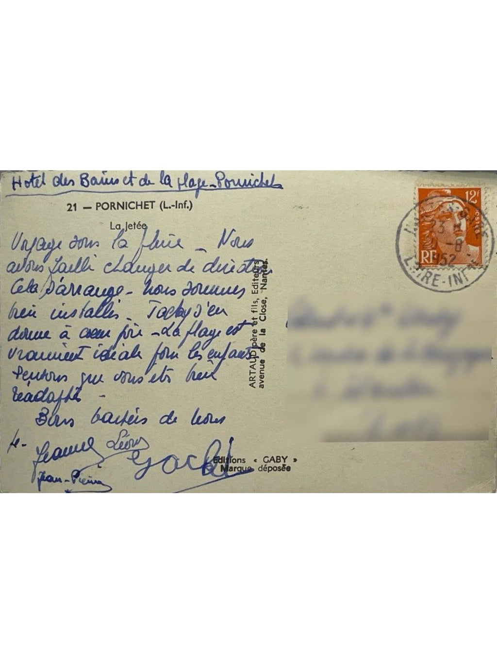 Verso de la carte postale