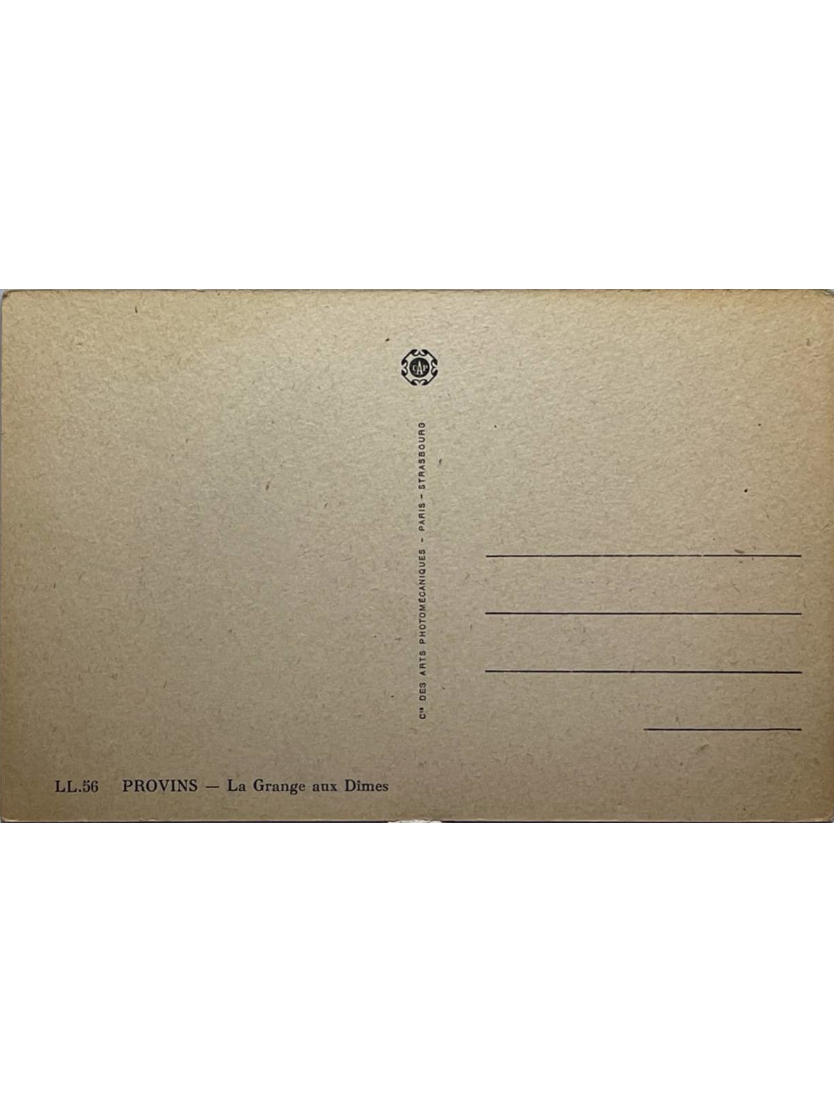 Verso de la carte postale