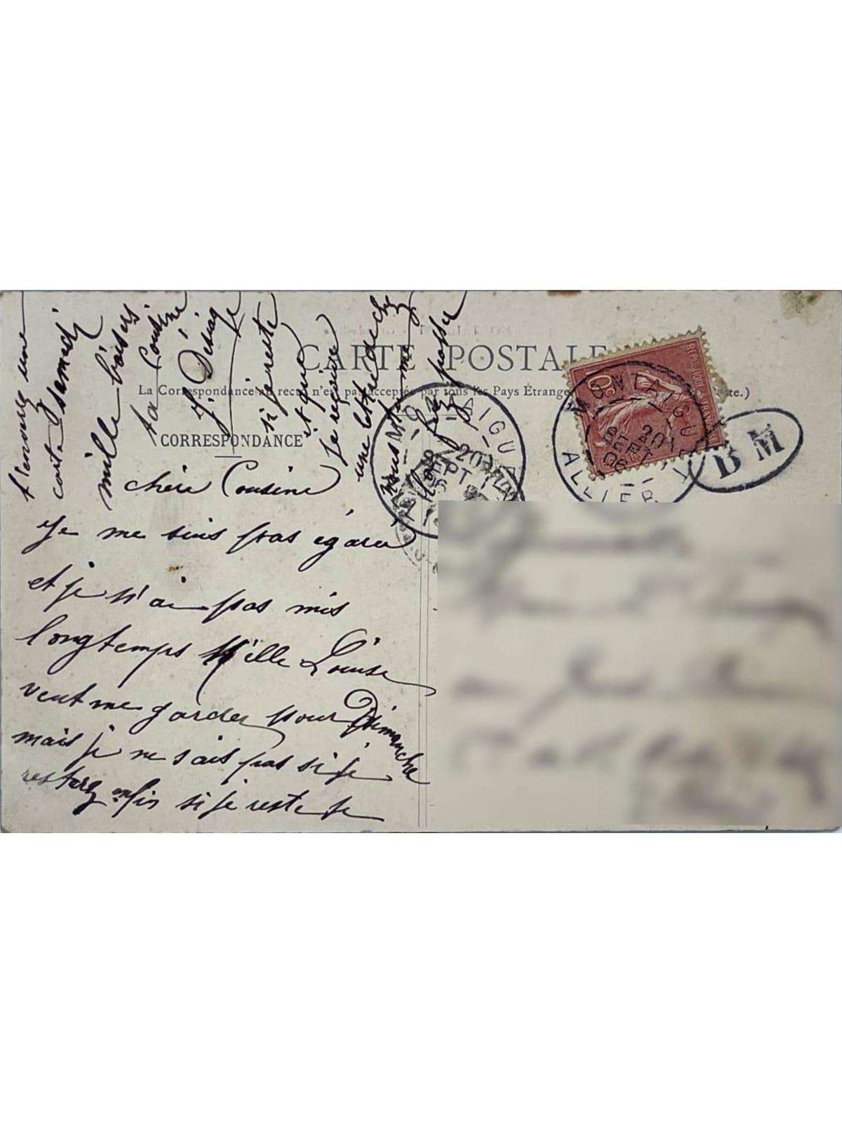 Verso de la carte postale