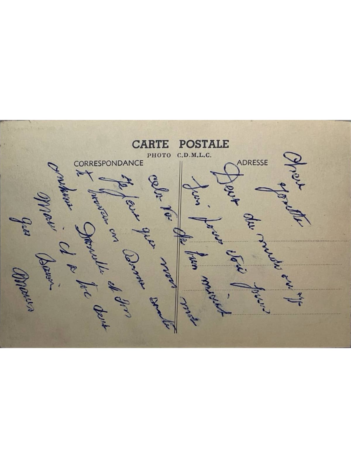 Verso de la carte postale