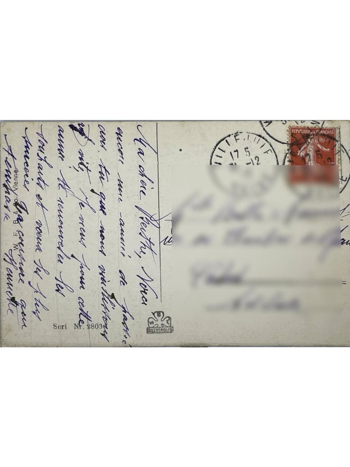 Verso de la carte postale