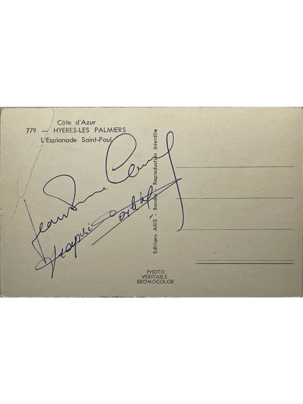 Verso de la carte postale