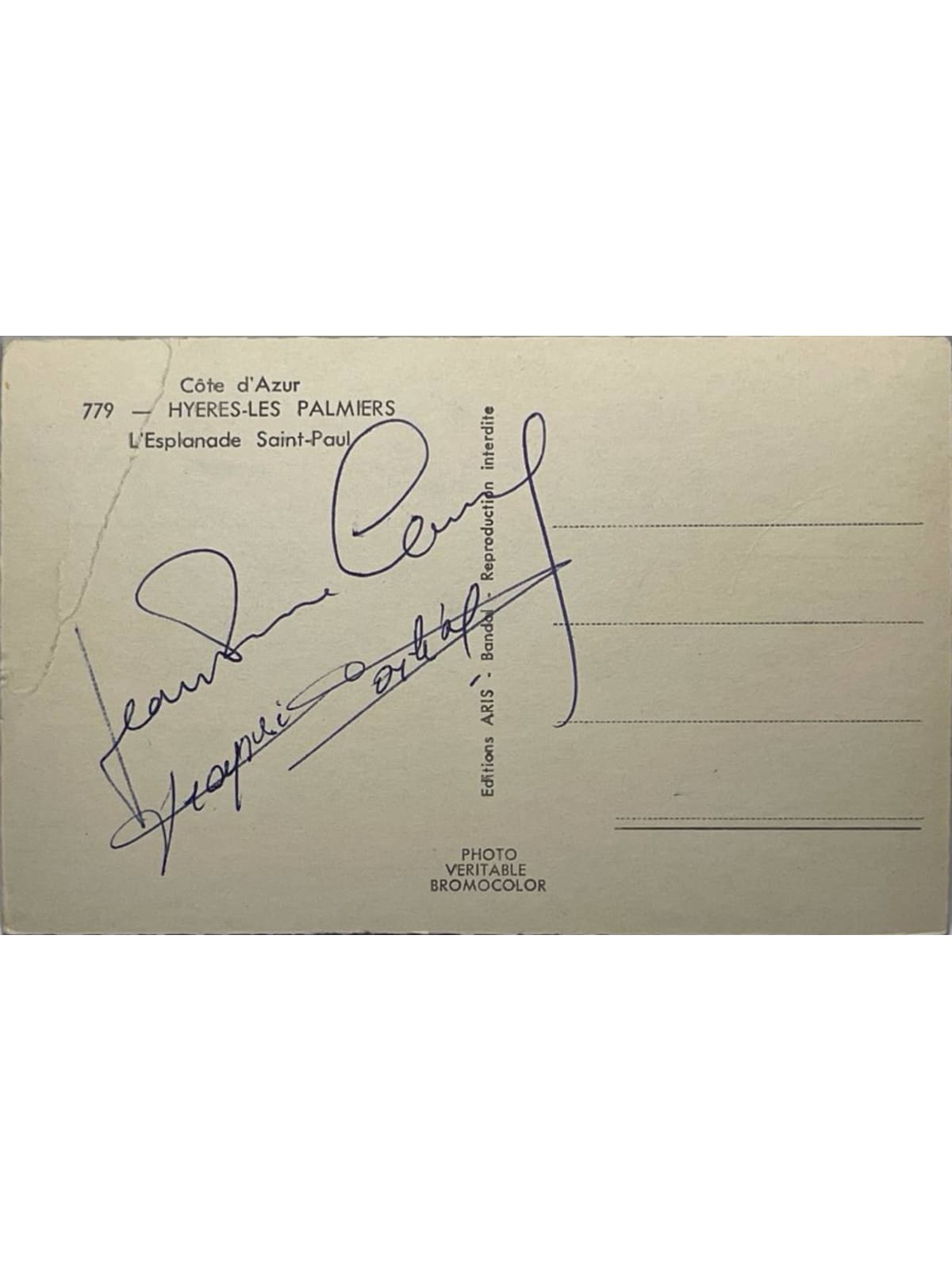 Verso de la carte postale