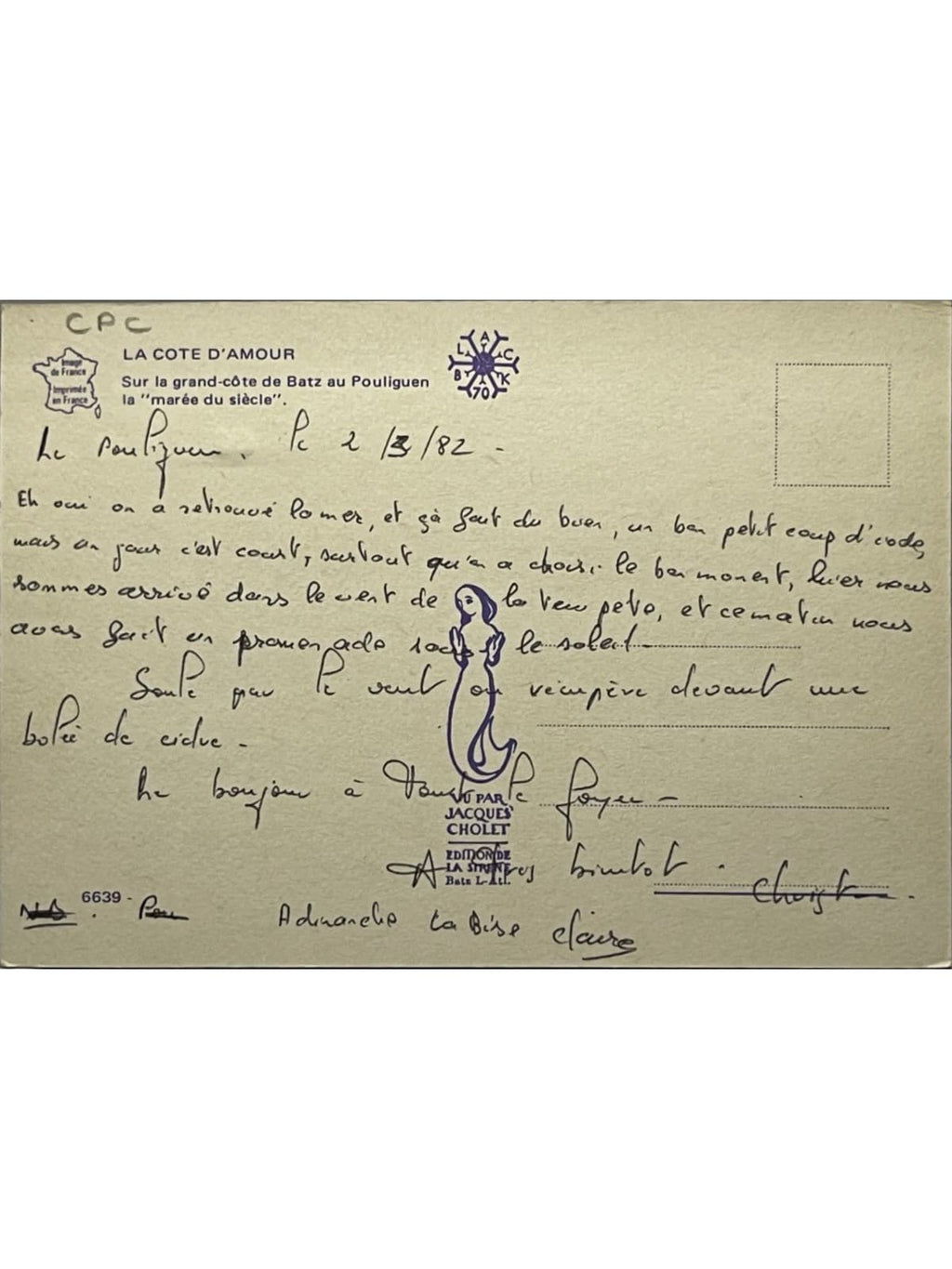 Verso de la carte postale