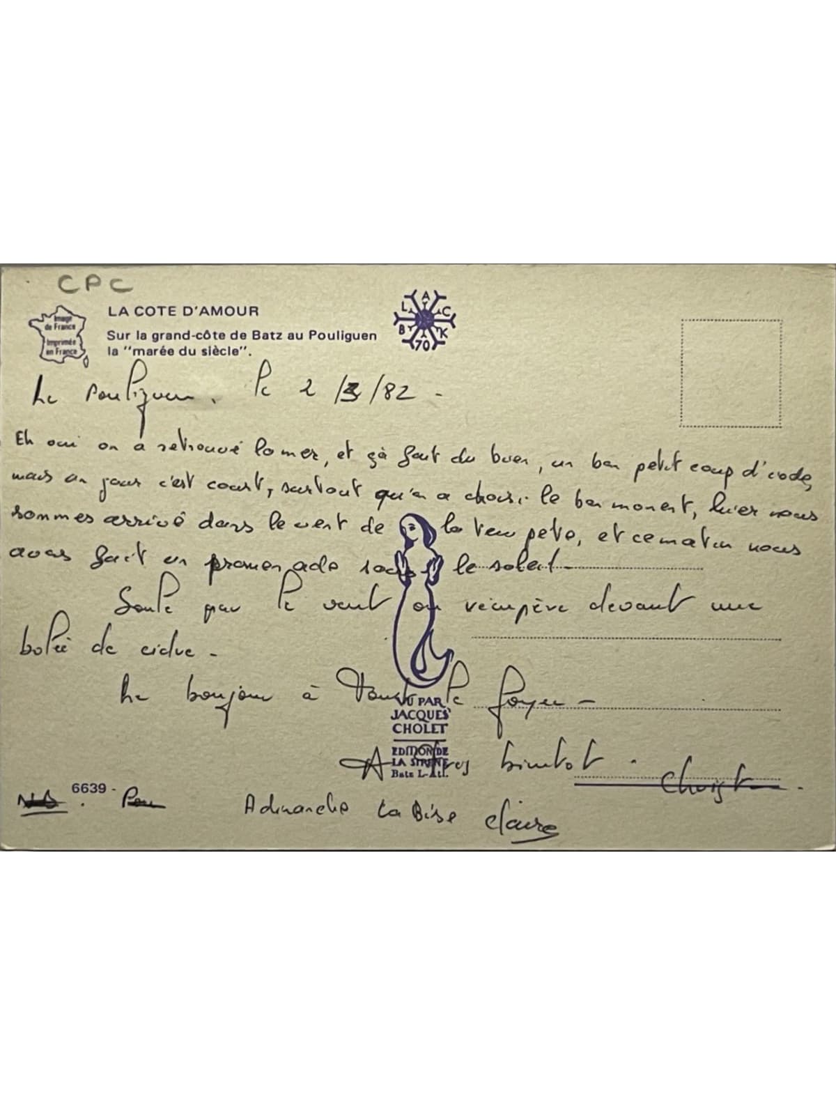 Verso de la carte postale