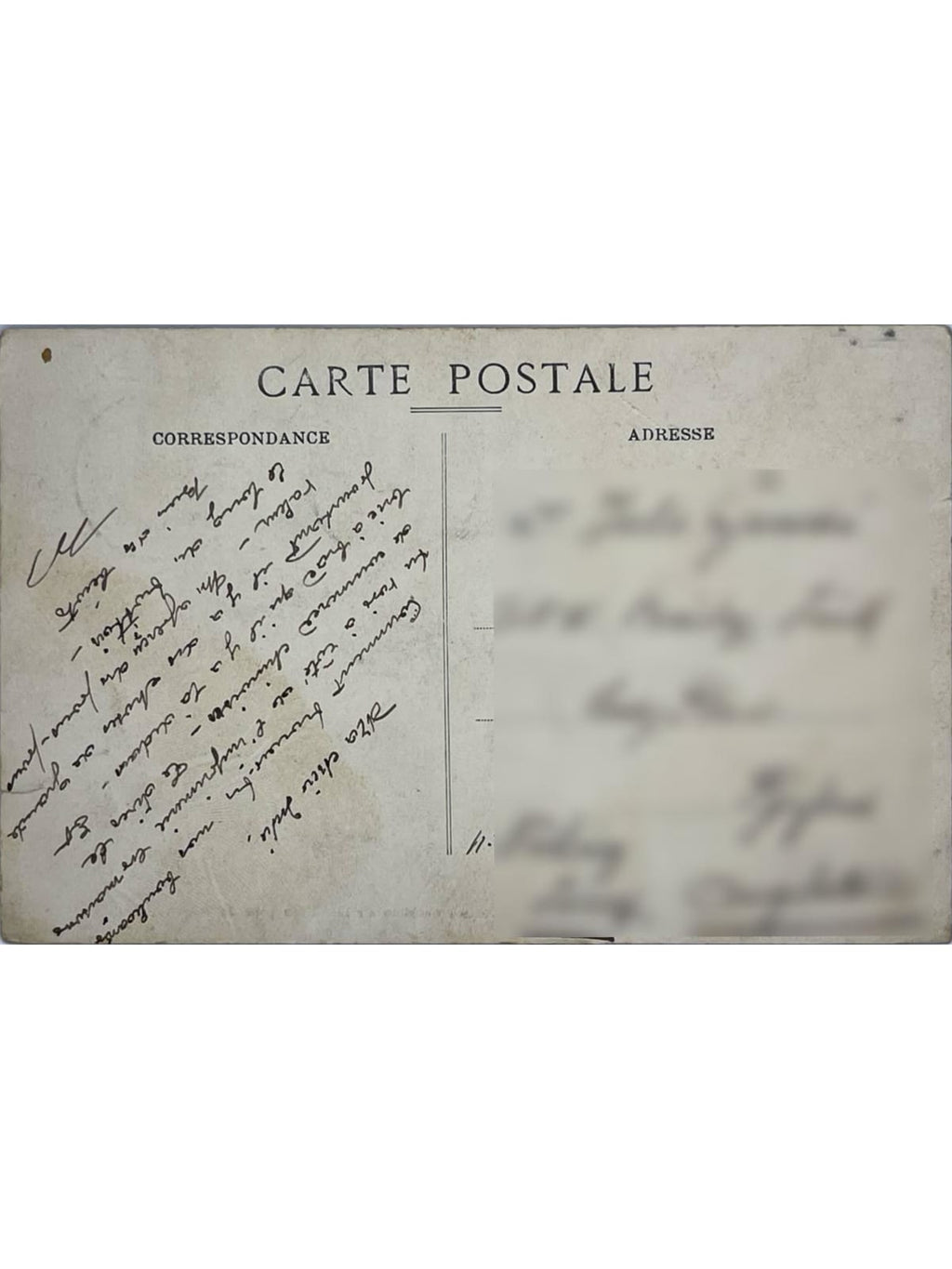 Verso de la carte postale